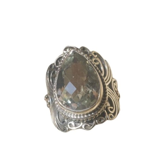 Sterling Silver 6CT Prasiolite pear-shaped ring Sz 6.25 NWT - Picture 2 of 6